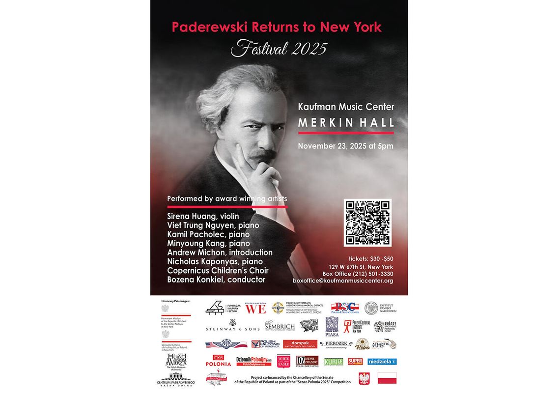Paderewski powraca do Nowego Jorku: gala w Kaufman Music Center Paderewski powraca do Nowego Jorku: gala w Kaufman Music Center
