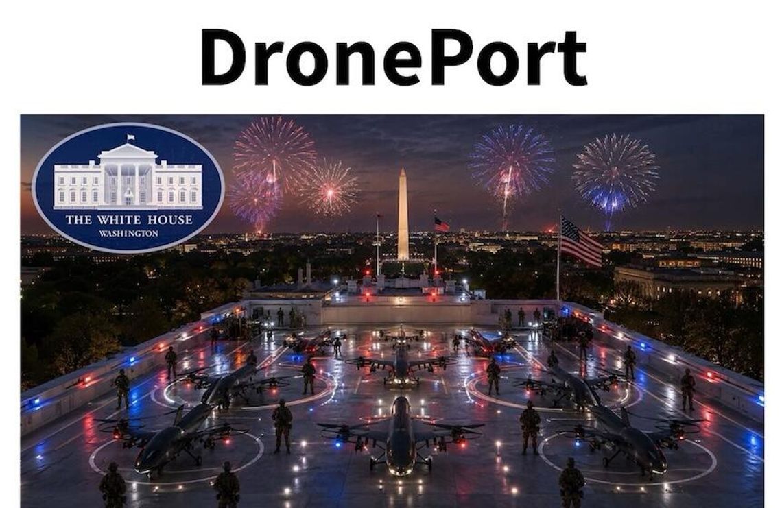 Prezydent Trump chce, by na dachu sali balowej przy Białym Domu powstał port dronowy