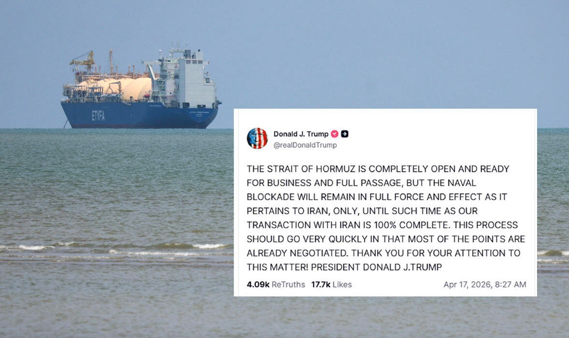 Prezydent Trump: cieśnina Ormuz jest w pełni otwarta