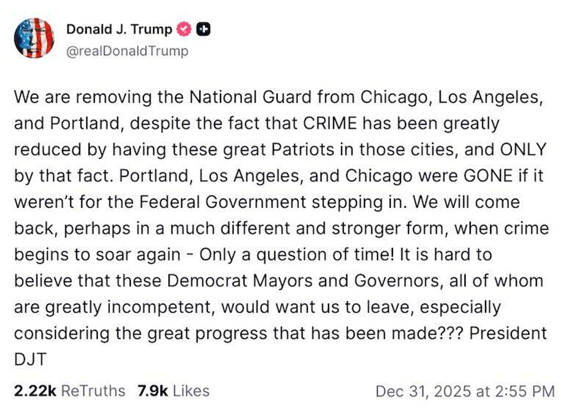 Prezydent Trump ogłosił wycofanie Gwardii Narodowej z Los Angeles, Portland i Chicago