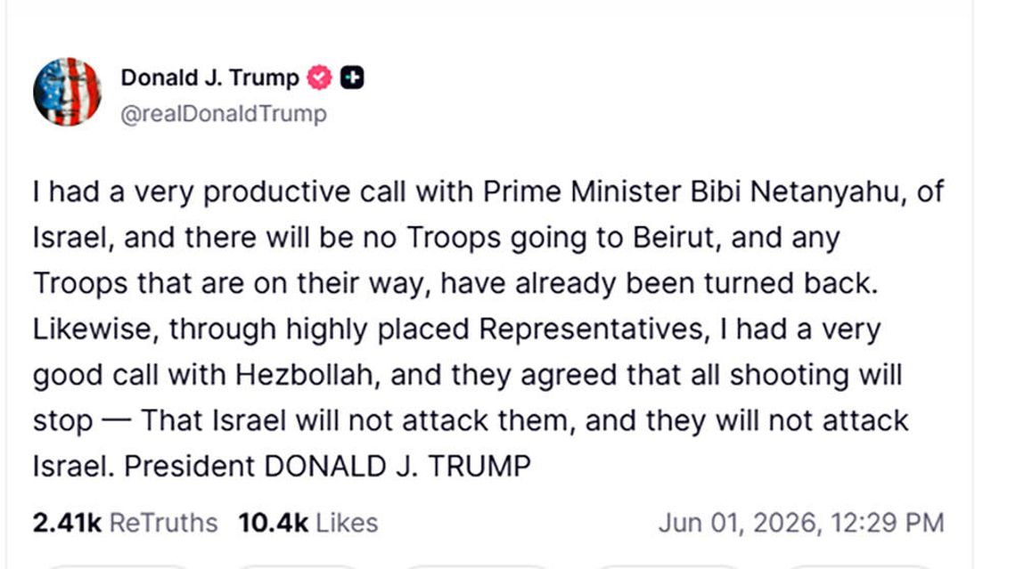 Prezydent Trump ogłosił zawieszenie broni między Izraelem i Hezbollahem Prezydent Trump ogłosił zawieszenie broni między Izraelem i Hezbollahem