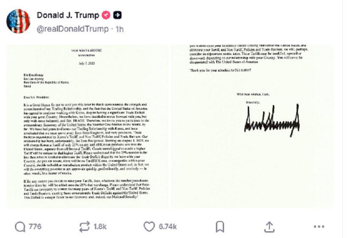 Prezydent Trump poinformował Japonię i Koreę Płd. o objęciu ich cłami w wysokości 25 proc.
