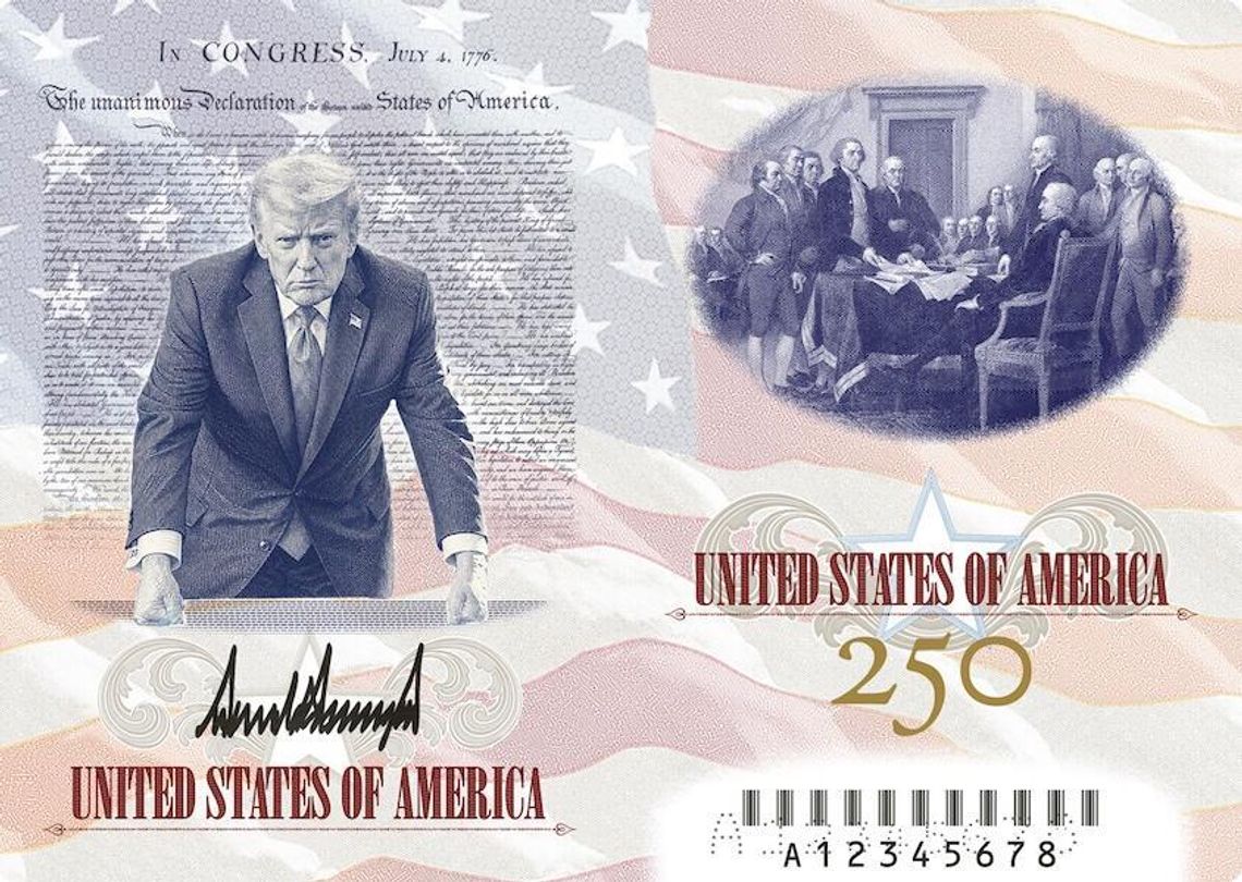 Prezydent Trump pokazał wzór paszportu ze swoją podobizną