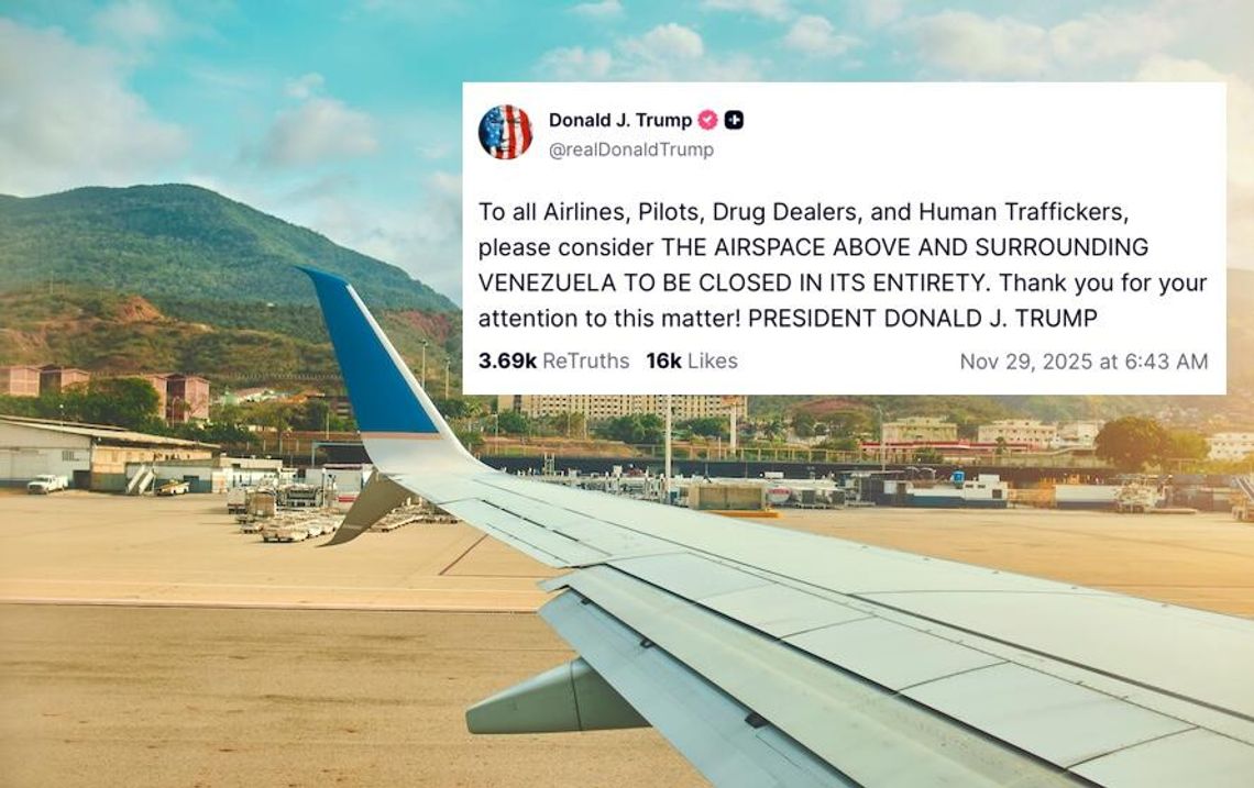 Prezydent Trump: uważajcie przestrzeń powietrzną nad Wenezuelą za zamkniętą