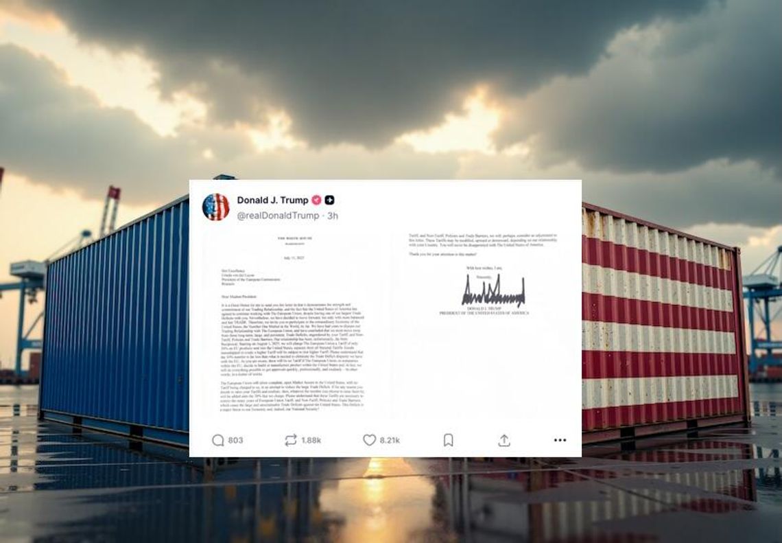 Prezydent Trump zapowiada 30-procentowe cła na towary z UE i Meksyku od 1 sierpnia