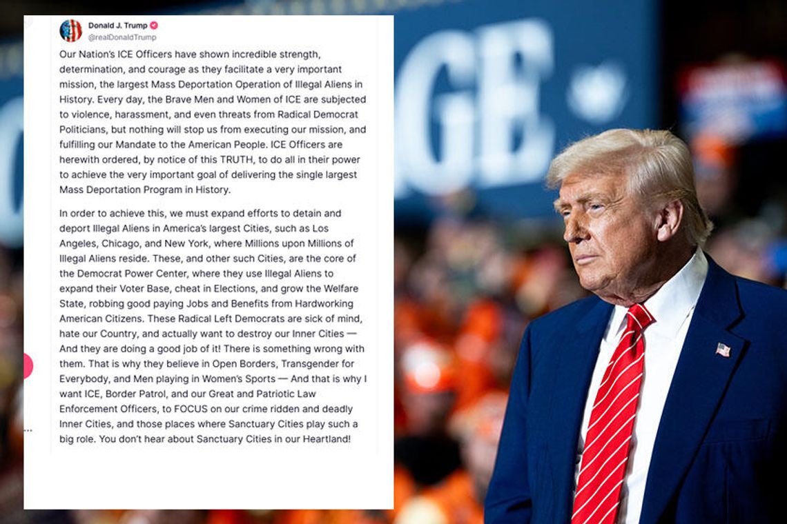 Prezydent Trump zapowiada masowe deportacje w miastach rządzonych przez Demokratów