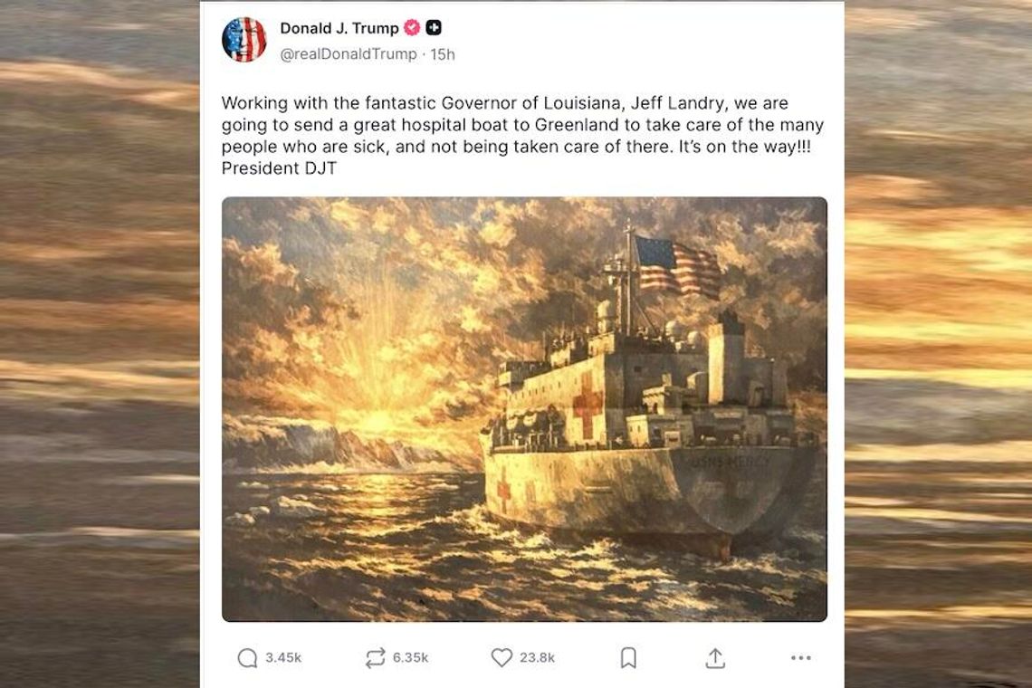 Prezydent Trump zapowiedział wysłanie okrętu szpitalnego do Grenlandii