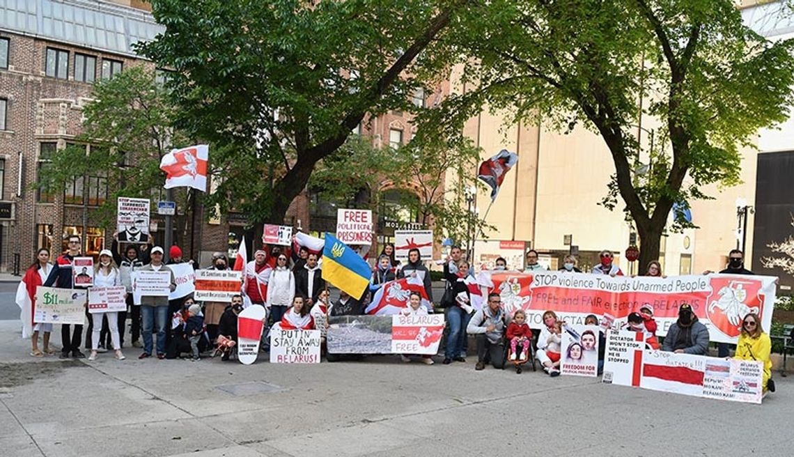 Protest Białorusinów z żądaniami nałożenia sankcji