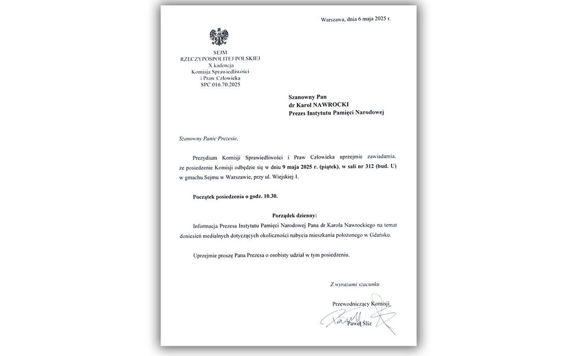 Sejmowa komisja sprawiedliwości wezwała Nawrockiego do złożenia wyjaśnień ws. mieszkania