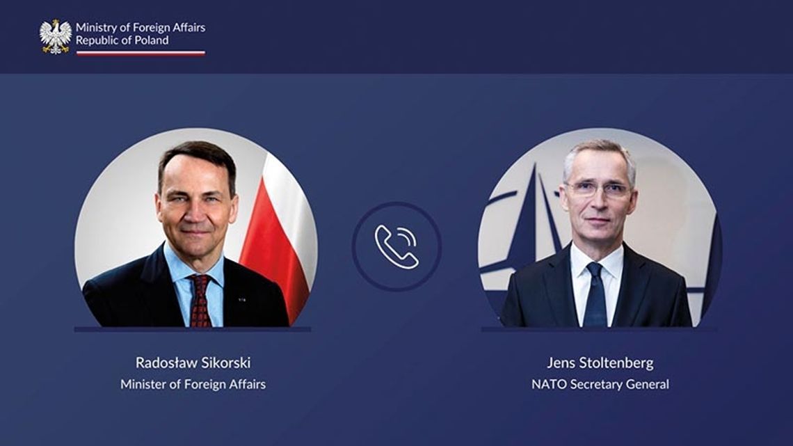 Sikorski rozmawiał ze Stoltenbergiem o szczegółach naruszenia polskiej przestrzeni powietrznej przez rosyjski pocisk