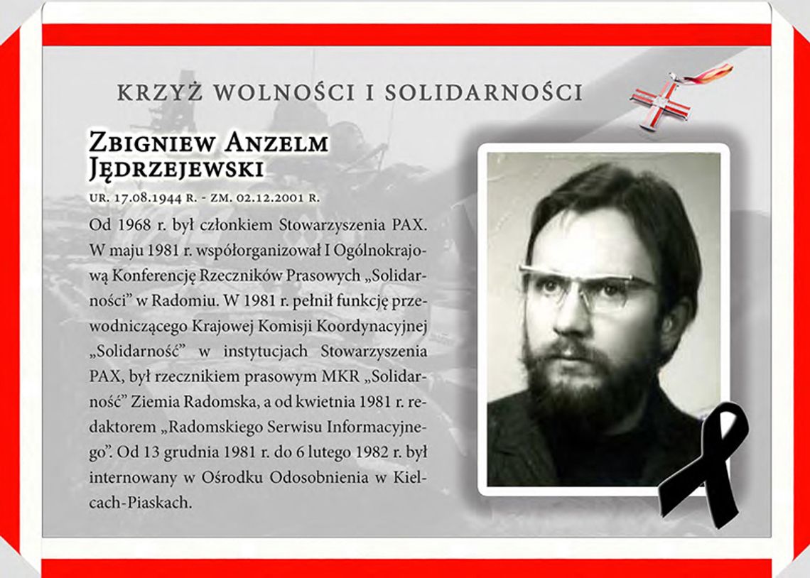 Śp. Zbigniew Jędrzejewski pośmiertnie odznaczony Krzyżem Wolności i Solidarności