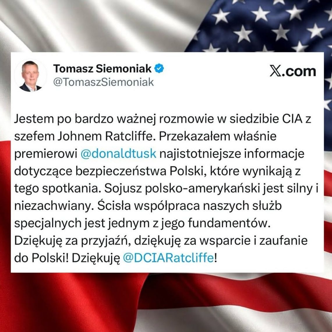 Tomasz Siemoniak spotkał się z szefem CIA Johnem Ratcliffe'em