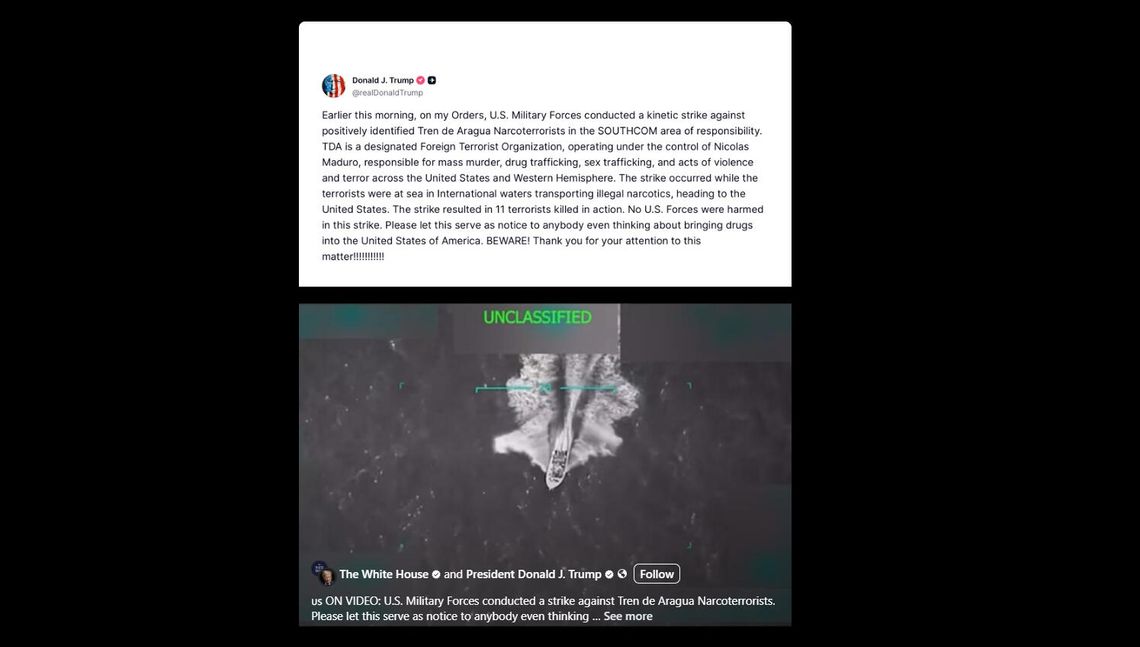 Trump: Podczas ataku na łódź z narkotykami zginęło 11 wenezuelskich terrorystów