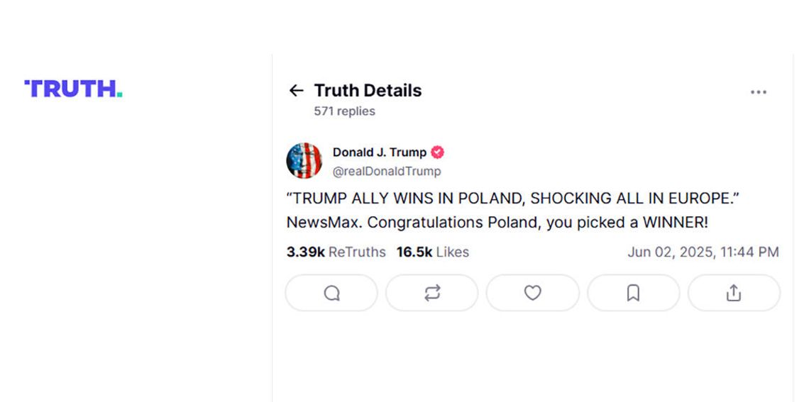 Trump pogratulował Nawrockiemu zwycięstwa w wyborach prezydenckich