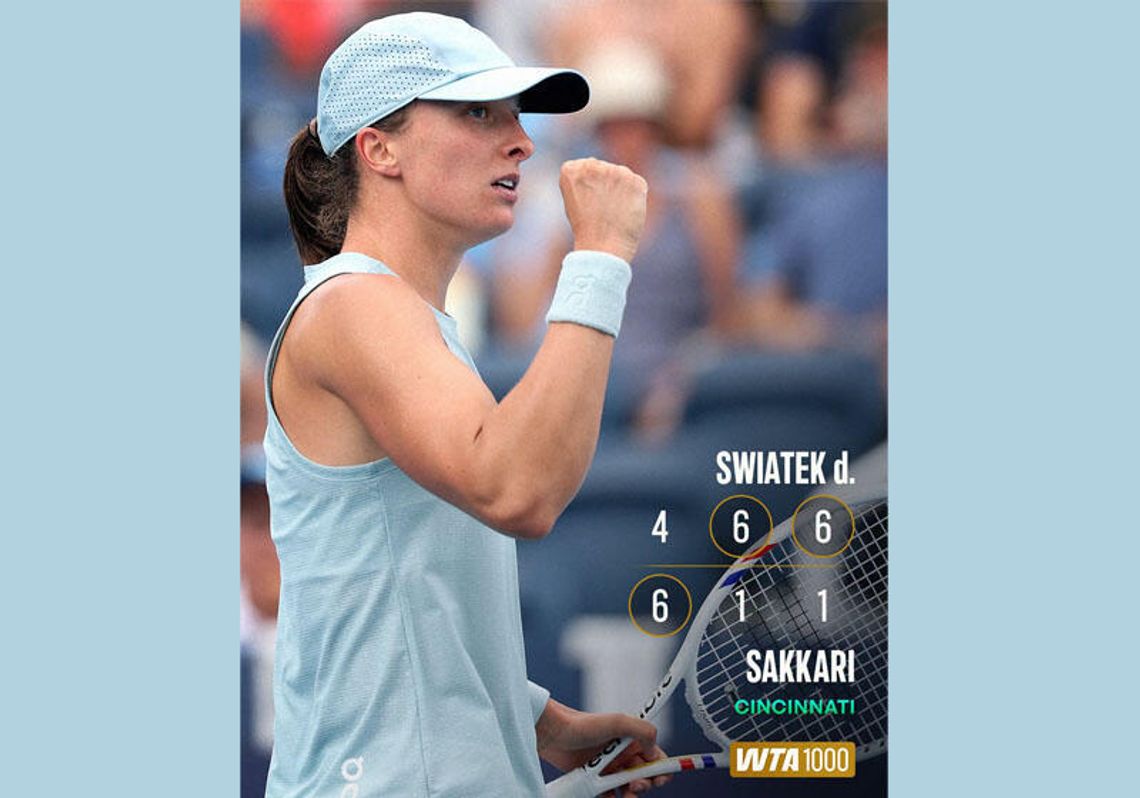 Turniej WTA w Cincinnati - awans Świątek do 1/8 finału Turniej WTA w Cincinnati - awans Świątek do 1/8 finału