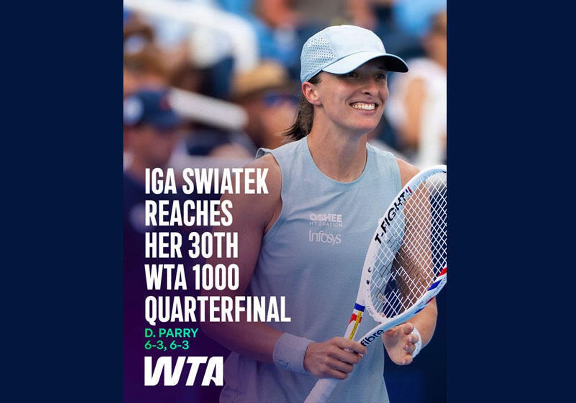 Turniej WTA w Cincinnati - awans Świątek do ćwierćfinału Turniej WTA w Cincinnati - awans Świątek do ćwierćfinału
