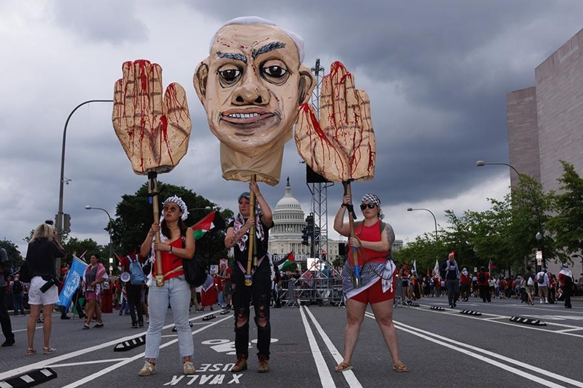 USA, Izrael. Protesty w czasie wystąpienia Netanjahu przed Kongresem USA (ZDJĘCIA)