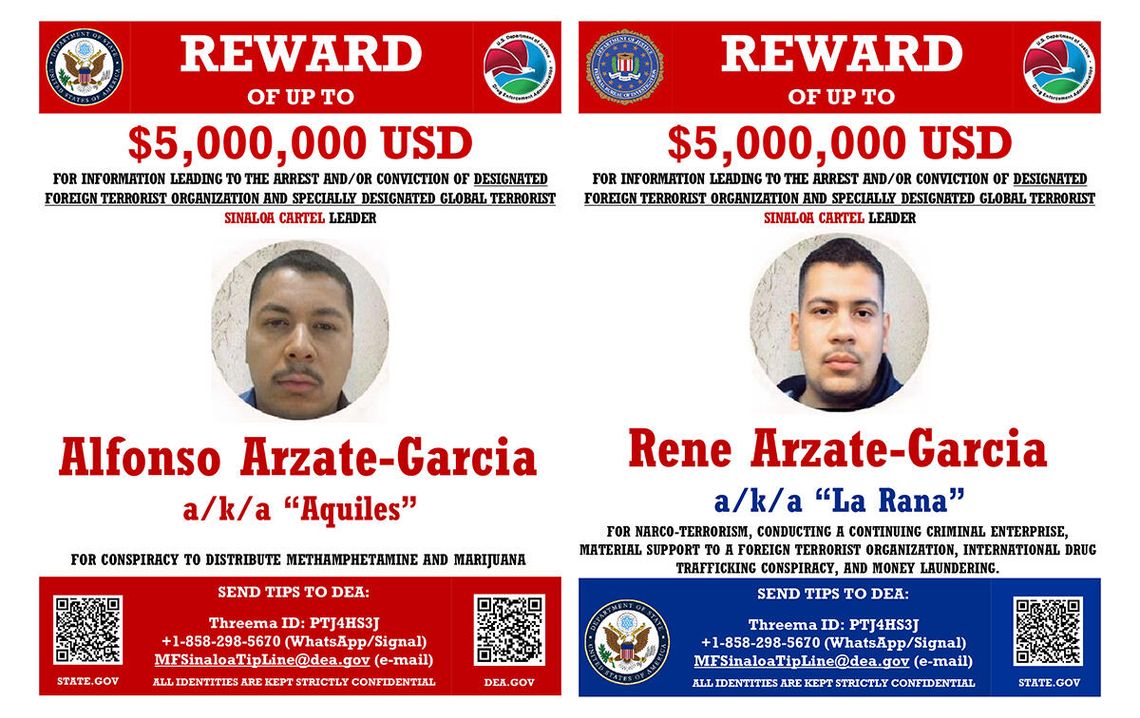 USA wyznaczają 10 mln dolarów nagrody za szefów meksykańskiego kartelu Sinaloa