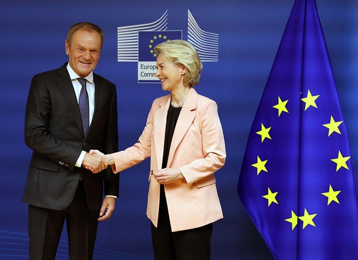 Von der Leyen: Polacy są przywiązani do demokracji; Tusk: jestem w KE, by przyspieszyć proces powrotu do pełnej obecności Polski w UE