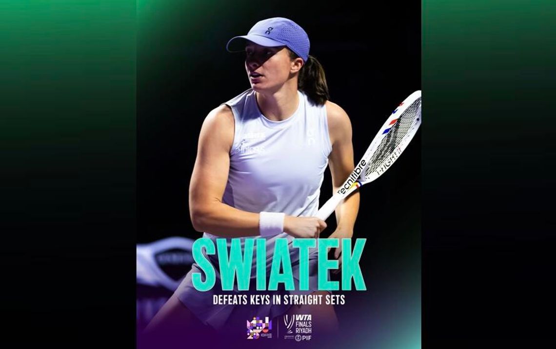 WTA Finals - Świątek zaczęła od wygranej z Keys