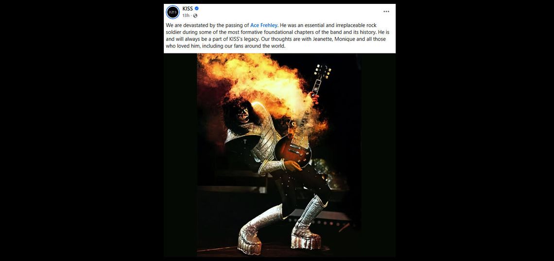 Zmarł Ace Frehley, główny gitarzysta zespołu Kiss