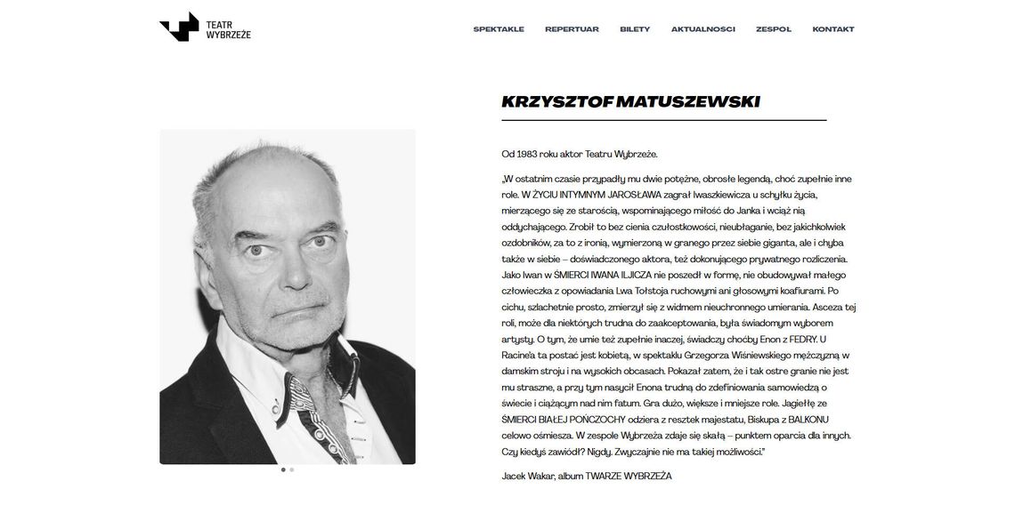 Zmarł aktor Krzysztof Matuszewski - jedna z legend Teatru Wybrzeże