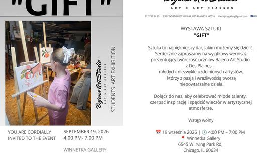 „Gift” – wystawa sztuki studentów Bajena Art Studio