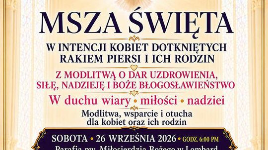 Msza św. w intencji kobiet dotkniętych rakiem piersi i ich rodzin