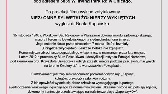 Projekcja filmu „Zapora” i wykład „Niezłomne sylwetki Żołnierzy Wyklętych”