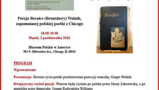 Wieczór poezji i spotkanie z wnuczką chicagowskiej poetki