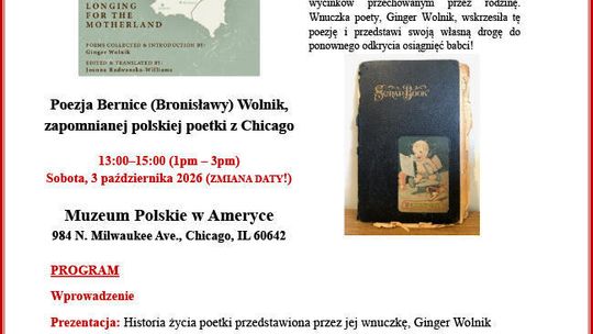 Wieczór poezji i spotkanie z wnuczką chicagowskiej poetki