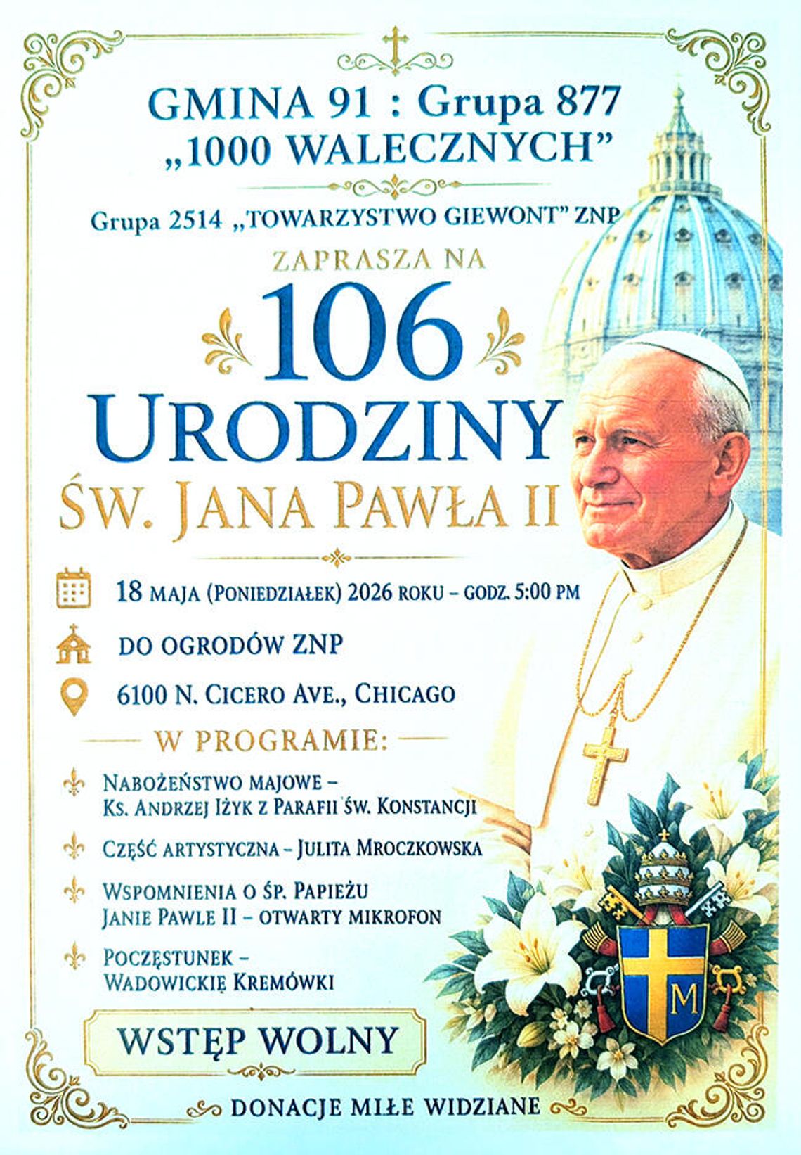 106 urodziny św. Jana Pawła II