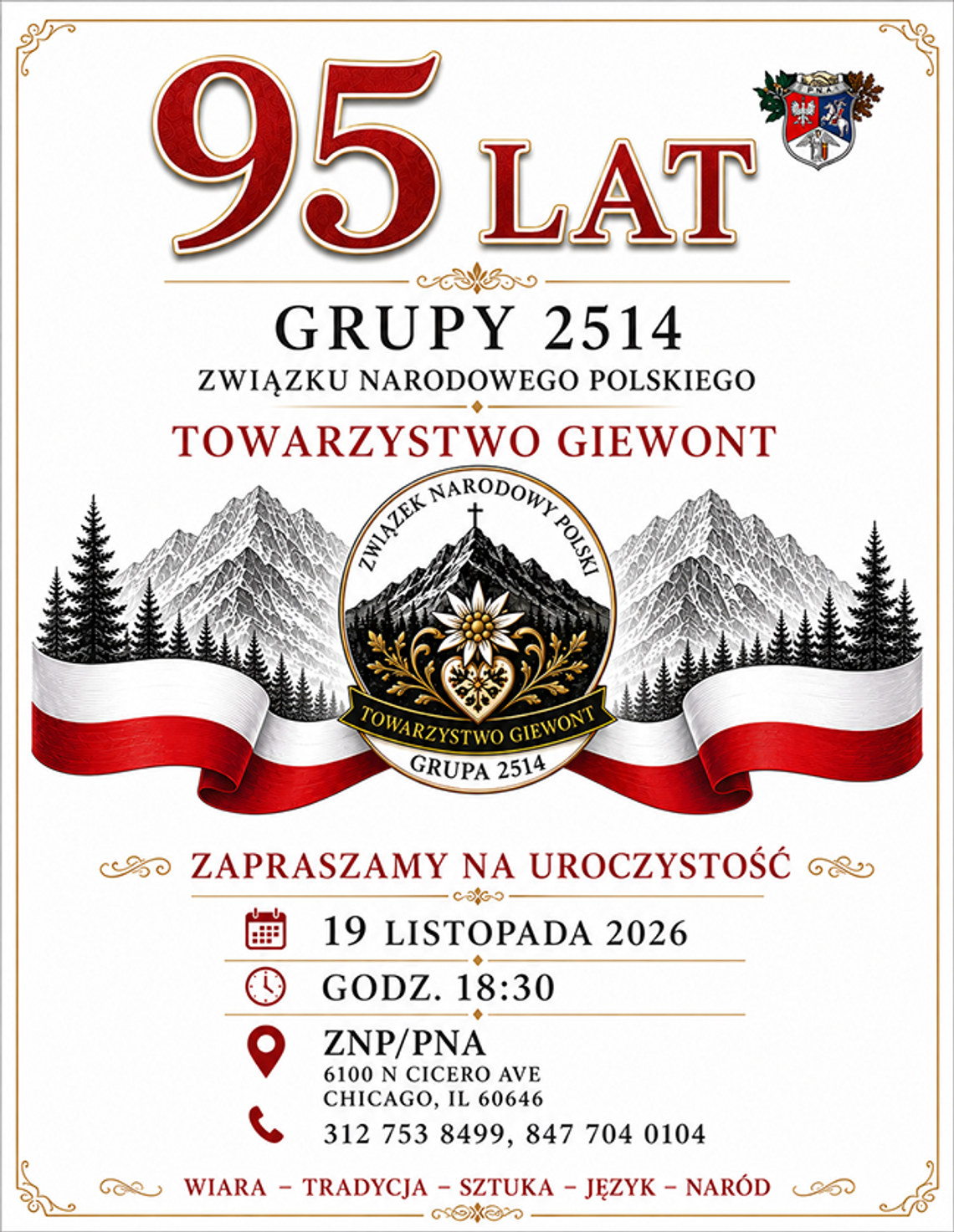 95-lecie Grupy 2514 Związku Narodowego Polskiego – Towarzystwo Giewont 95-lecie Grupy 2514 Związku Narodowego Polskiego – Towarzystwo Giewont