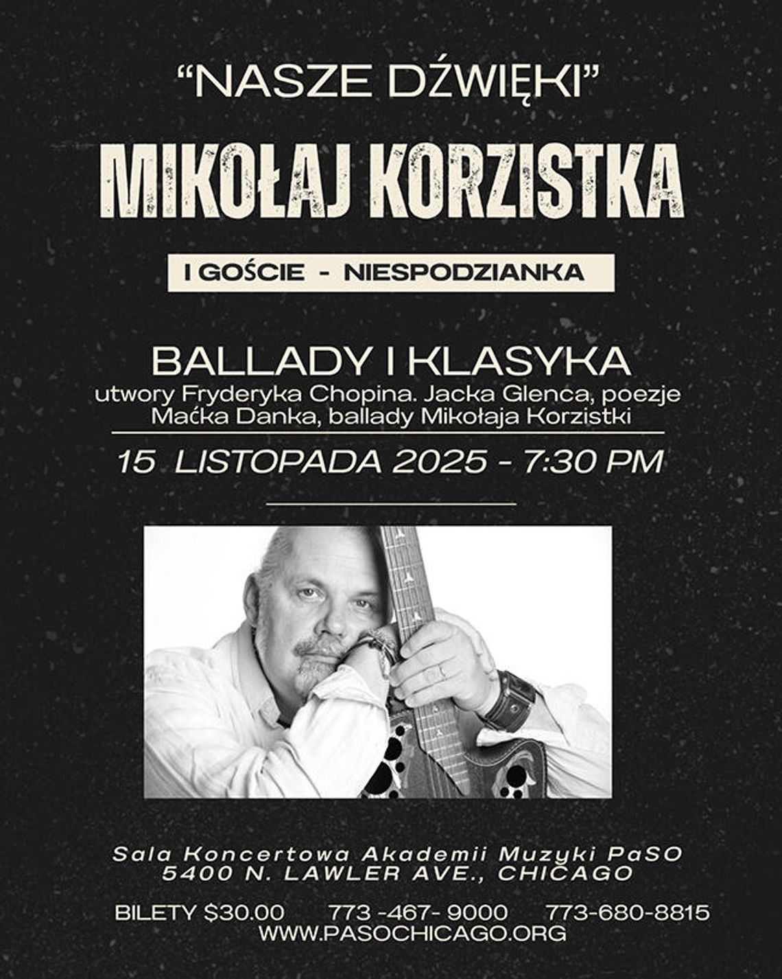 Koncert „Nasze dżwięki” – Mikołaj Korzistka i goście w Akademii Muzyki PaSO
