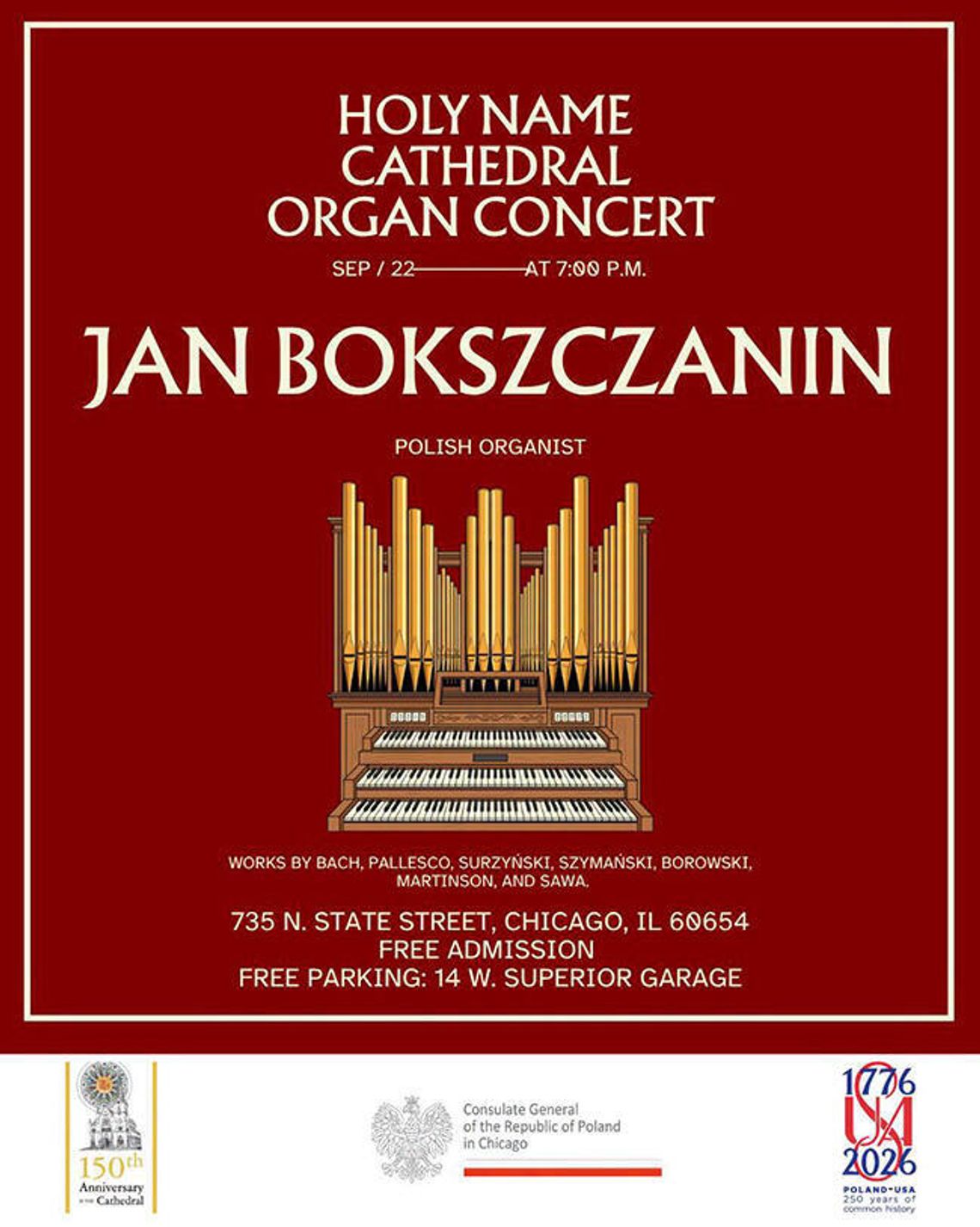 Koncert organowy w Katedrze Najświętszego Imienia Jezus w Chicago Koncert organowy w Katedrze Najświętszego Imienia Jezus w Chicago