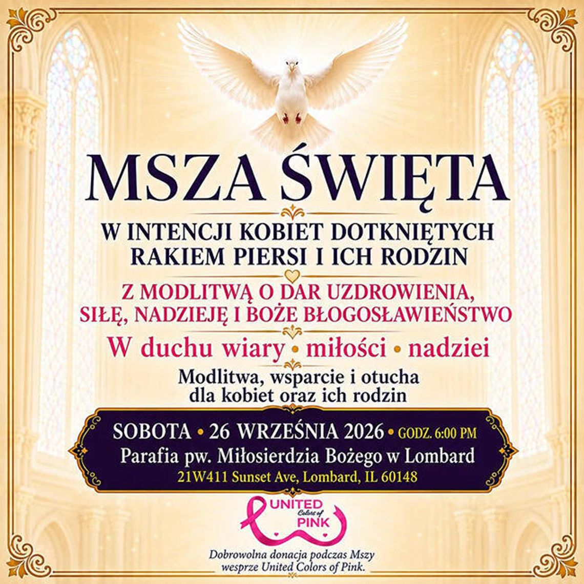 Msza św. w intencji kobiet dotkniętych rakiem piersi i ich rodzin Msza św. w intencji kobiet dotkniętych rakiem piersi i ich rodzin