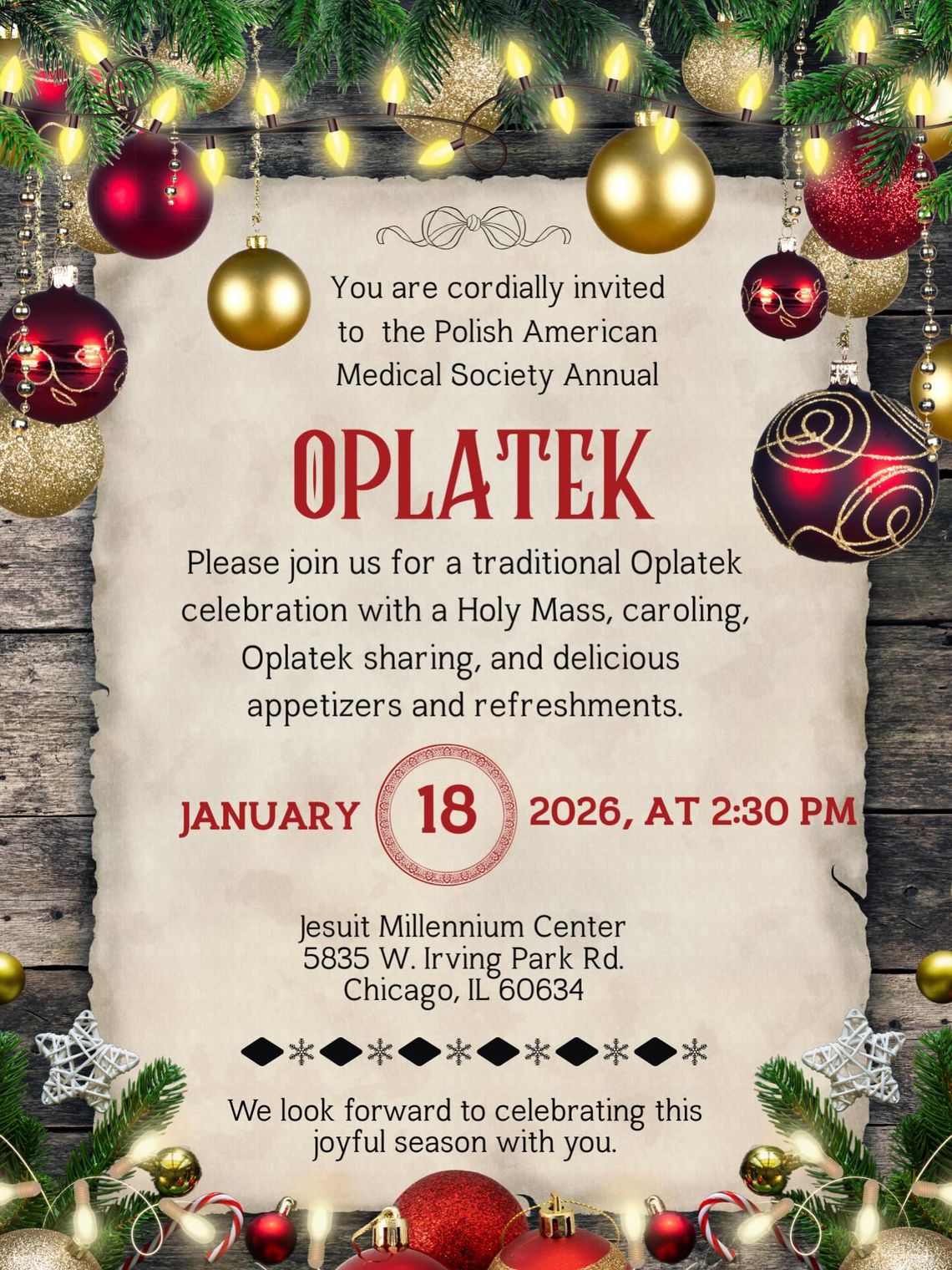 Opłatek Związku Lekarzy Polskich w Chicago Opłatek Związku Lekarzy Polskich w Chicago