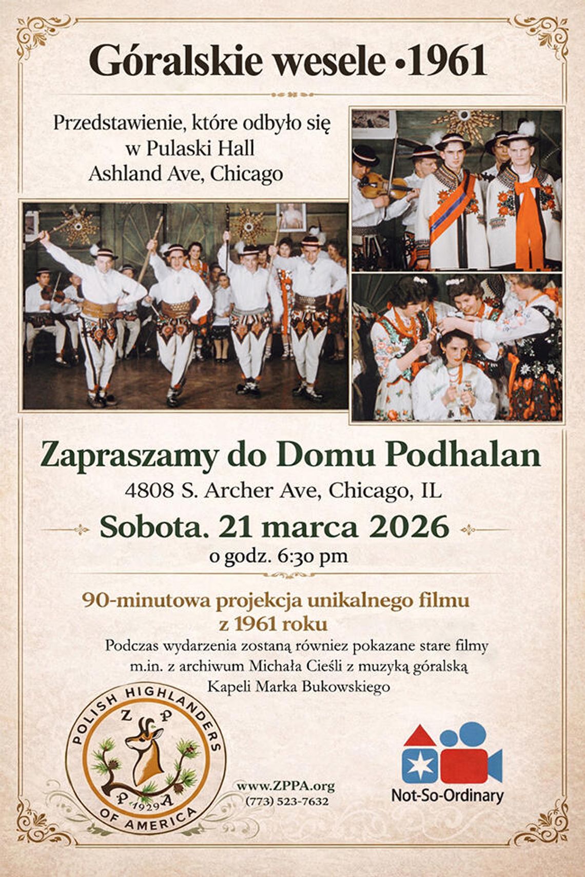 Pokaz filmu „Góralskie Wesele” (1961 r.) w Domu Podhalan