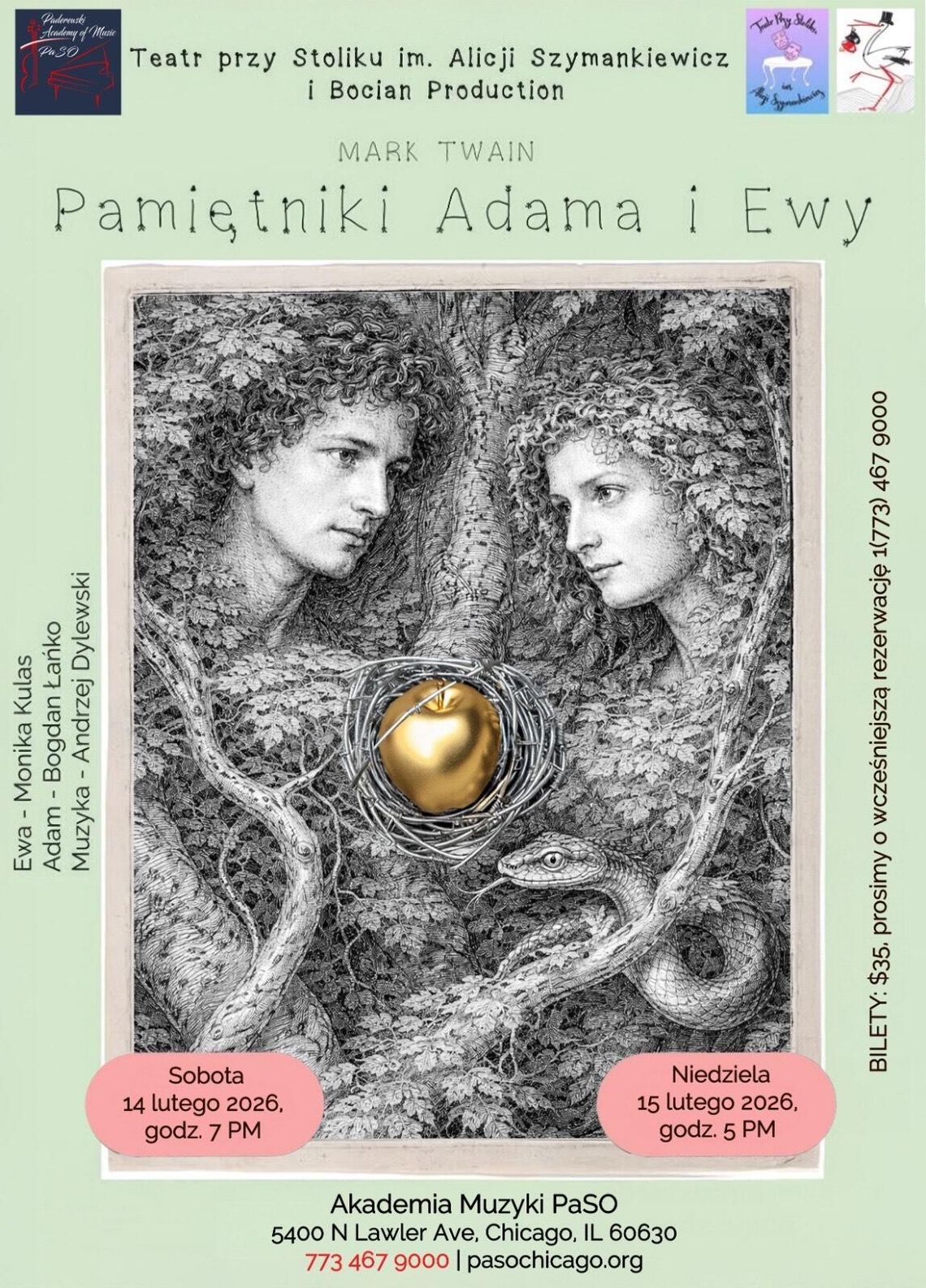 Spektakl „Pamiętnik Adama i Ewy” Marka Twaina w Akademii Muzyki PaSO