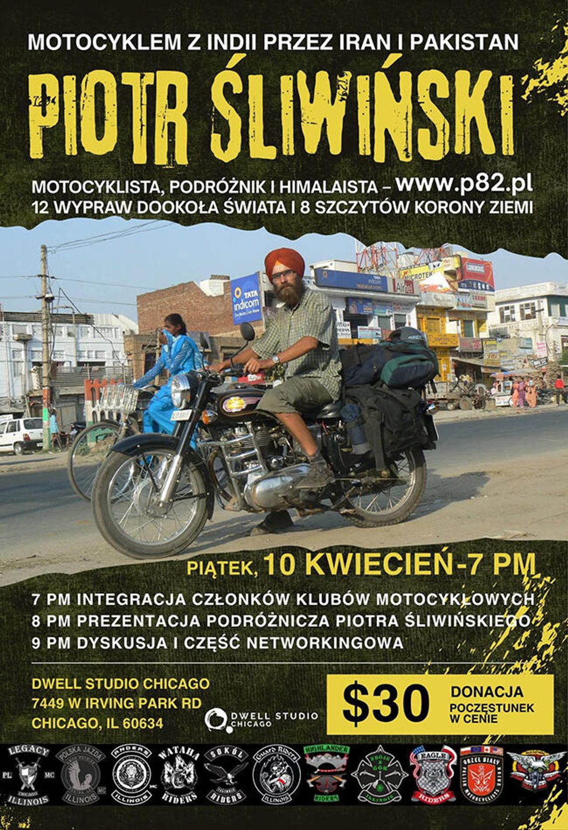 Spotkanie motocyklistów i pasjonatów podróży z Piotrem Śliwińskim w Dwell Studio Chicago