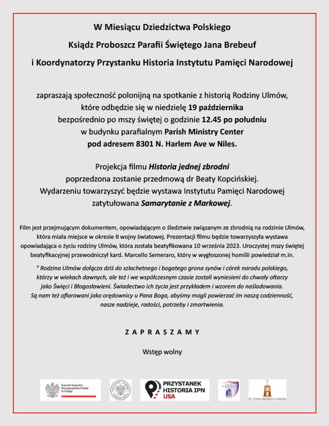Spotkanie z historią rodziny Ulmów