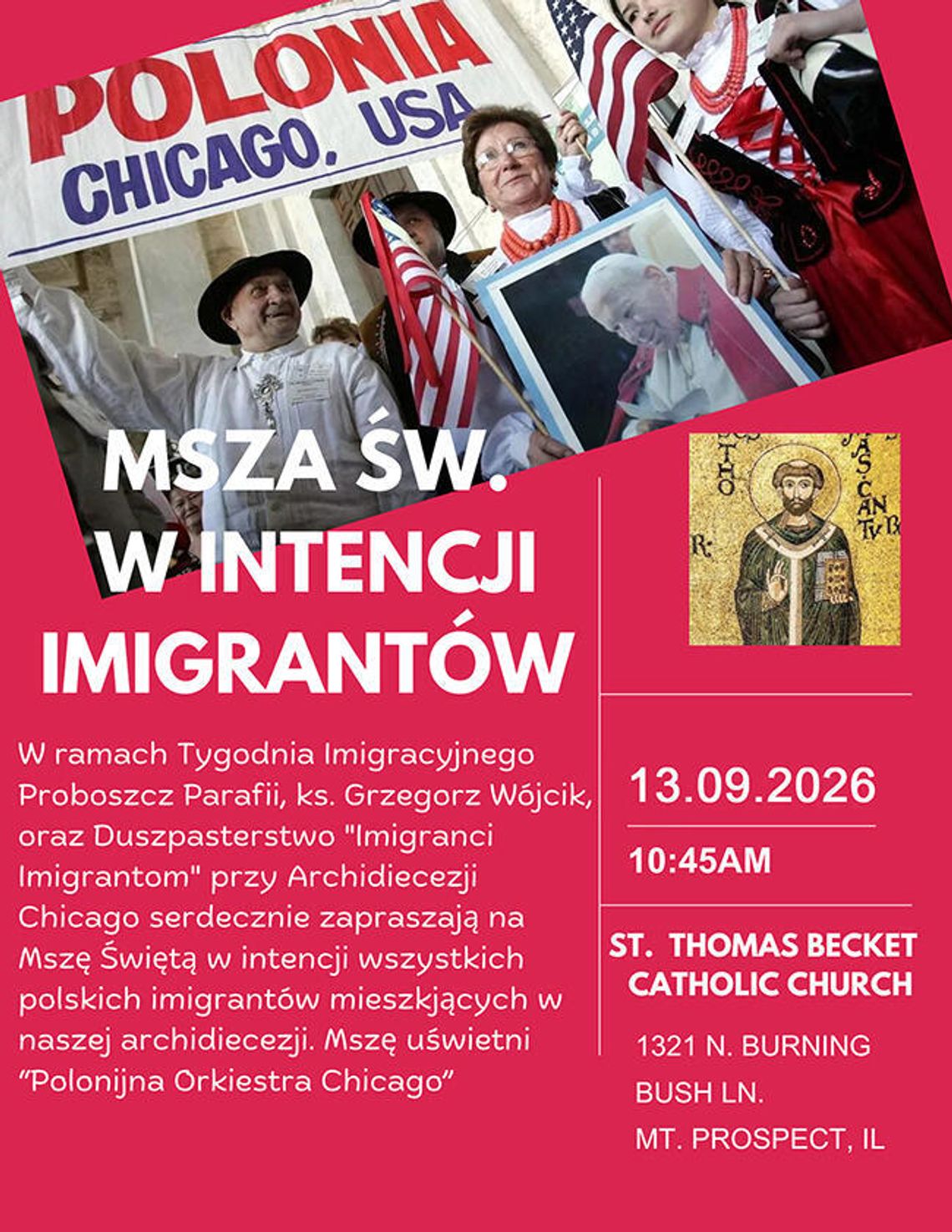 Zaproszenie na coroczną mszę w intencji imigrantów Zaproszenie na coroczną mszę w intencji imigrantów