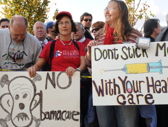 US House Republicans hold a rally with demonstrators protesting against health care reform legislation drafted by Democrats