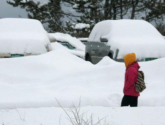 Snow covers New England states.