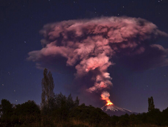 Volcano Villarrica erupting