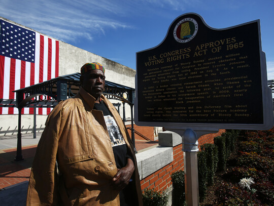 Commemorating the 50th anniversary of Bloody Sunday crossing of the Edmund Pettus Bridge