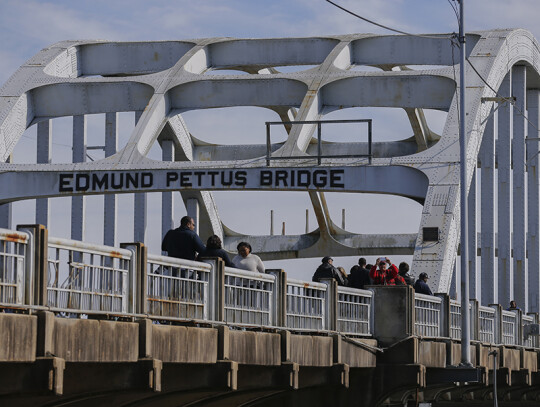 Commemorating the 50th anniversary of Bloody Sunday crossing of the Edmund Pettus Bridge