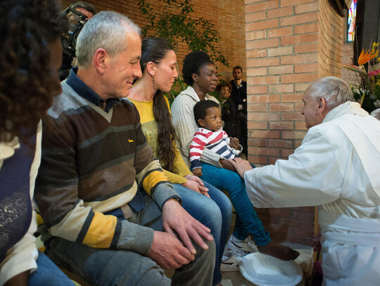 Pope Francis during the traditional Washing of the feet