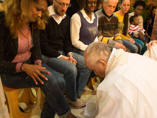 Pope Francis during the traditional Washing of the feet