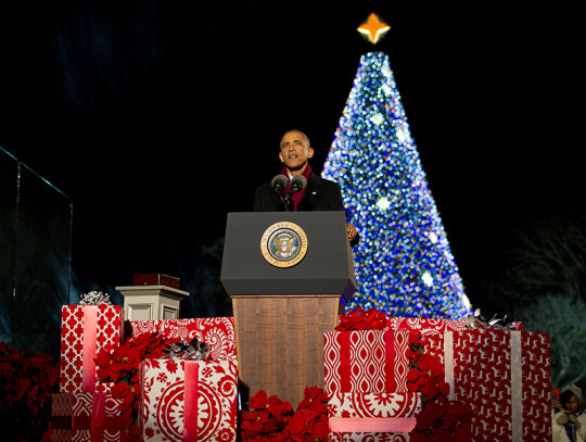 US President Barack Obama attends the National Christmas Tree Lighting in Washington, DC